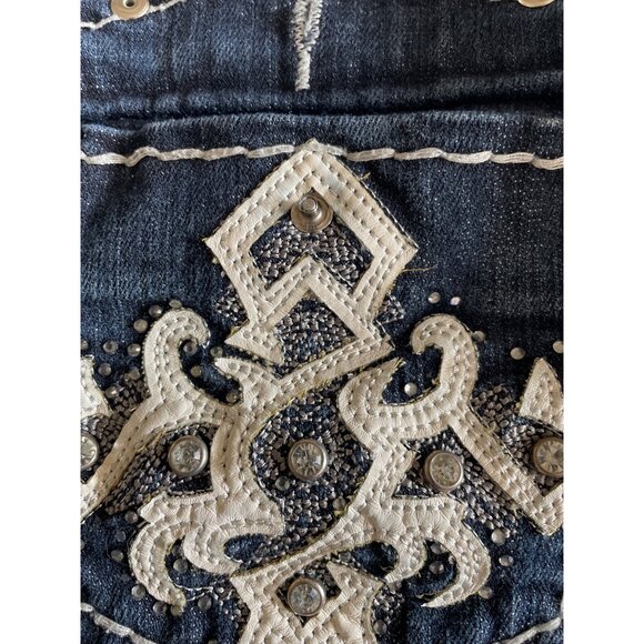 L.A. Idol USA Child's Embellished Bootcut Denim Jeans Size 9 W31 L18 Cotton Blen - Picture 2 of 6